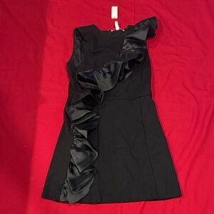 Anthropologie NWT (Hutch) Black woman’s  Dress with Satin Ruffle Accent